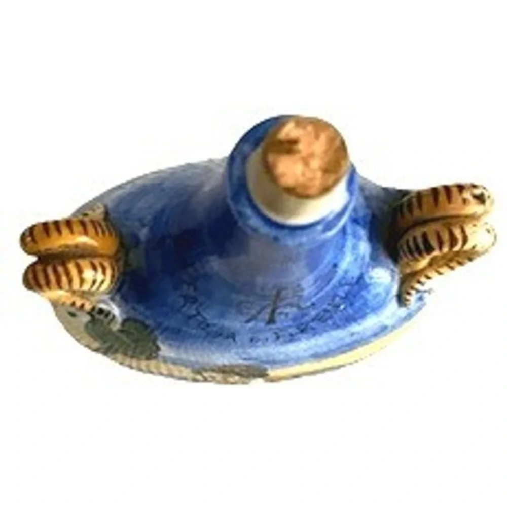 Antique 1906 Certosa di Firenze Italian Majolica Decanter Satyr Ram Horn Handles